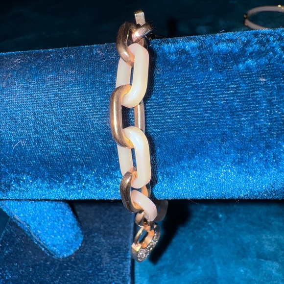 2 Michael Kors bracelet set rose pink and yellow gold tone bangle and Cuban link - Picture 9 of 12